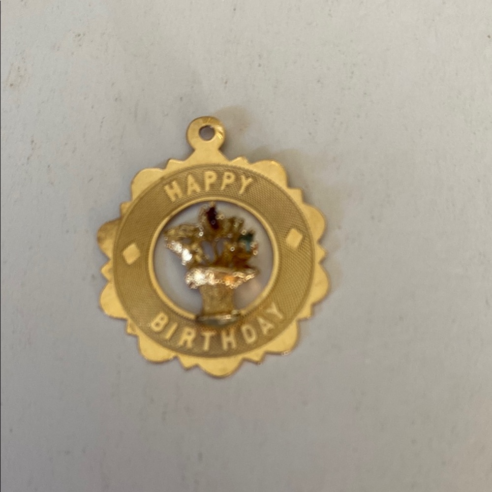 14K Gold Happy Birthday charm/pendant.